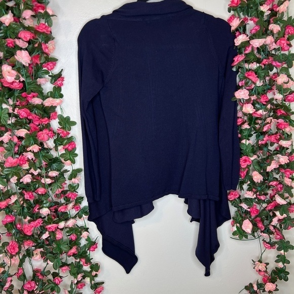 🌹Zara Knit Navy Blue Open Front Waterfall Cardigan Womens Small Casual Work - Picture 4 of 7